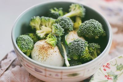 High angle view of food in bowl