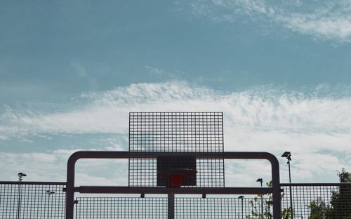 Low angle view of basketball hoop against sky