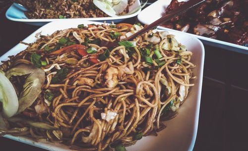 High angle view of meal served in plate