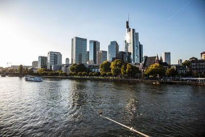 River passing through buildings in city