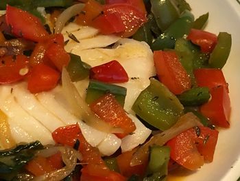 Close-up of chopped fruits in plate