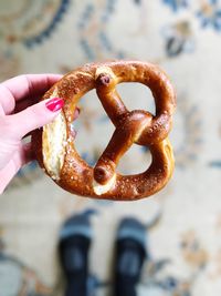 Close-up of hand holding ice cream