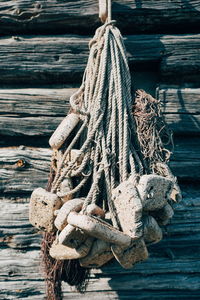 Close-up of tangled ropes