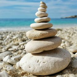 Stack of pebbles on beach