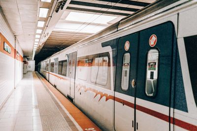 Train at railroad station platform