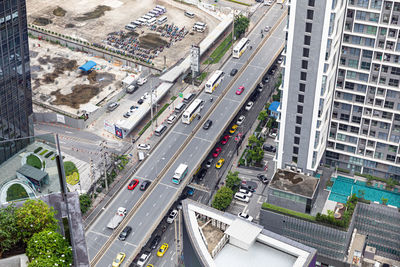 High angle view of buildings in city