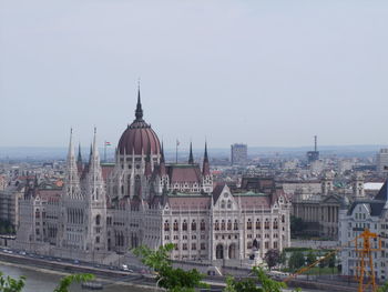 Hungarian parliament building against sky in city