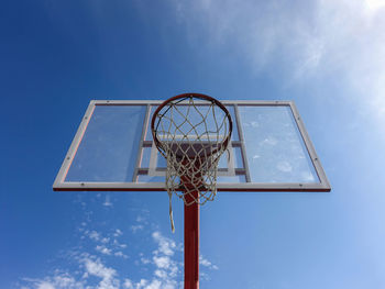 Low angle view of basketball hoop against sky