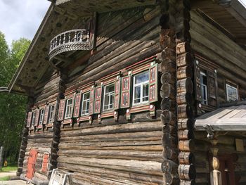 Low angle view of old building against sky