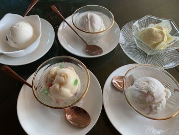 High angle view of food on table