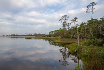 Scenic view of lake against sky