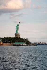 View of the statue of liberty in new york harbor