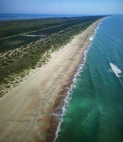 High angle view of beach against sky