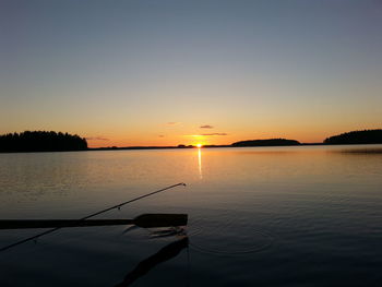 Boat in sea at sunset