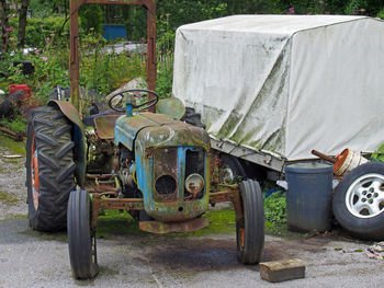 Old tractor on field