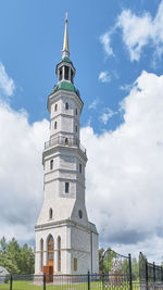 Low angle view of lighthouse against sky