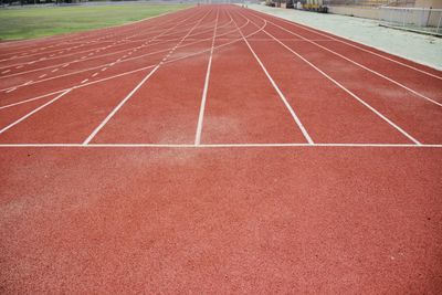 High angle view of running track