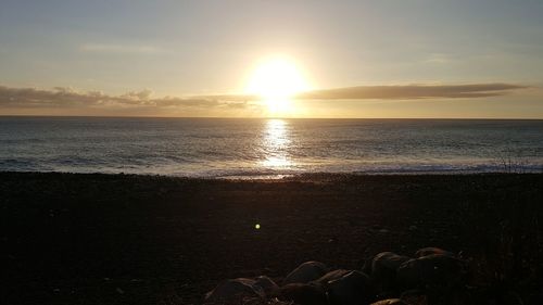 Scenic view of sea against sky at sunset