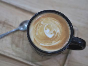 High angle view of coffee on table