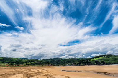 Scenic view of land against sky