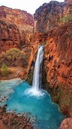 Scenic view of waterfall