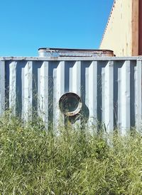 Plants growing on field against buildings