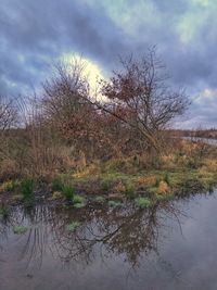 Scenic view of lake against sky