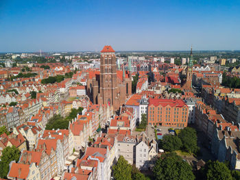 High angle view of townscape against sky