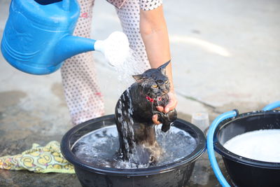 Midsection of man preparing food
