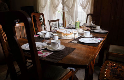 Empty chairs in restaurant