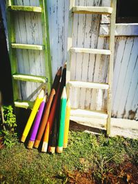 Close-up of multi colored pencils