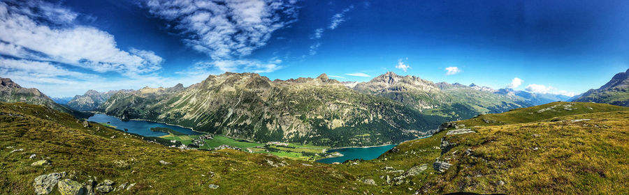 Panoramic view of mountains against sky