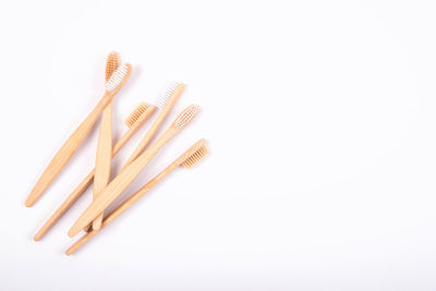 High angle view of wood against white background