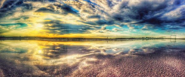 Scenic view of sea against cloudy sky