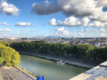 High angle view of cityscape against sky