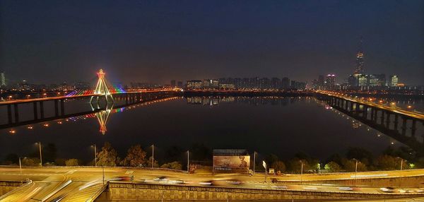 Illuminated city at night