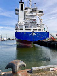 View of ship moored at harbor