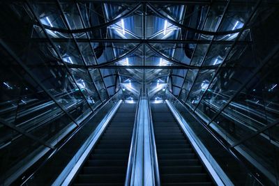 Low angle view of escalator