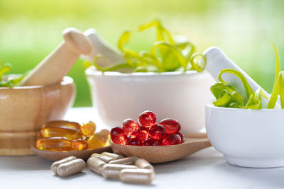 Close-up of food in bowl on table