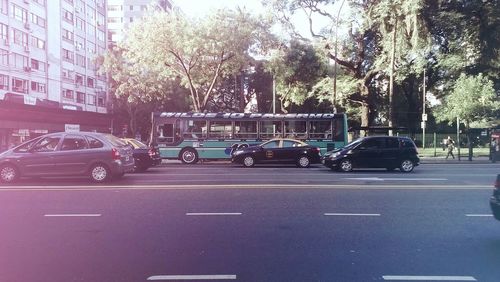 Cars parked on road