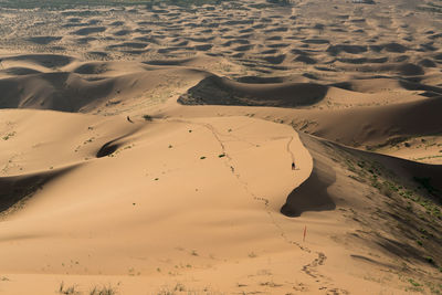 Aerial view of sand dunes at beach