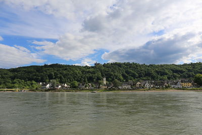 Scenic view of bay against sky