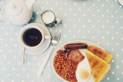 Close-up of breakfast on table