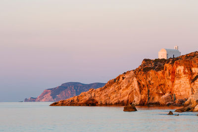 Church on the coast of kimolos island in greece.