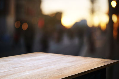 Close-up of empty seats on table in restaurant