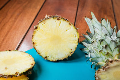 High angle view of fruits on table