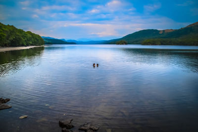 Scenic view of lake against sky