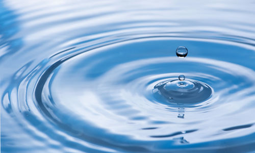 Close-up of drop falling in water