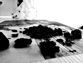 Close-up of chocolate cake on table