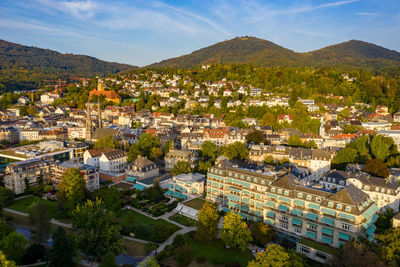 High angle view of townscape against sky